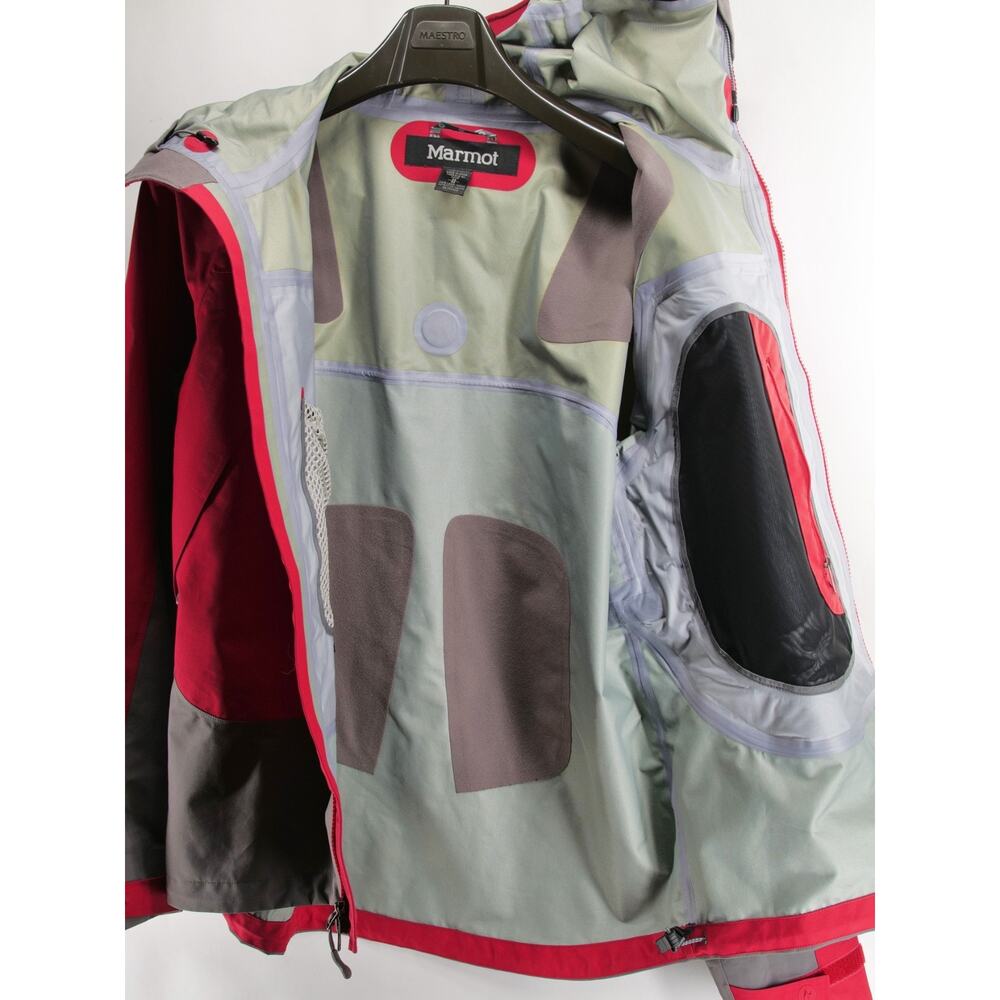 Marmot Jacket Mens Medium Red Grey Gore-Tex Performance Shell Waterproof Hooded - Picture 11 of 16